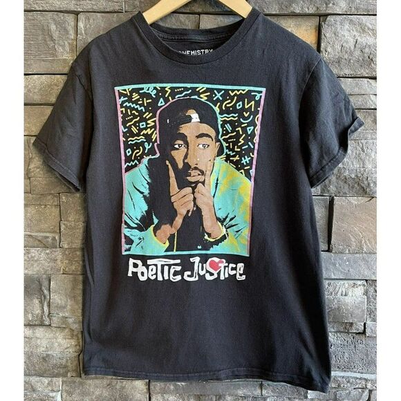 Tupac 2PAC Poetic Justice Black Shirt Size S Graphic Tee - Picture 3 of 5